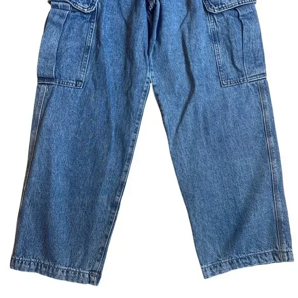 H&M medium wash 90s super baggy fit cargo utility jeans SIZE 30x32‎ - Picture 2 of 6